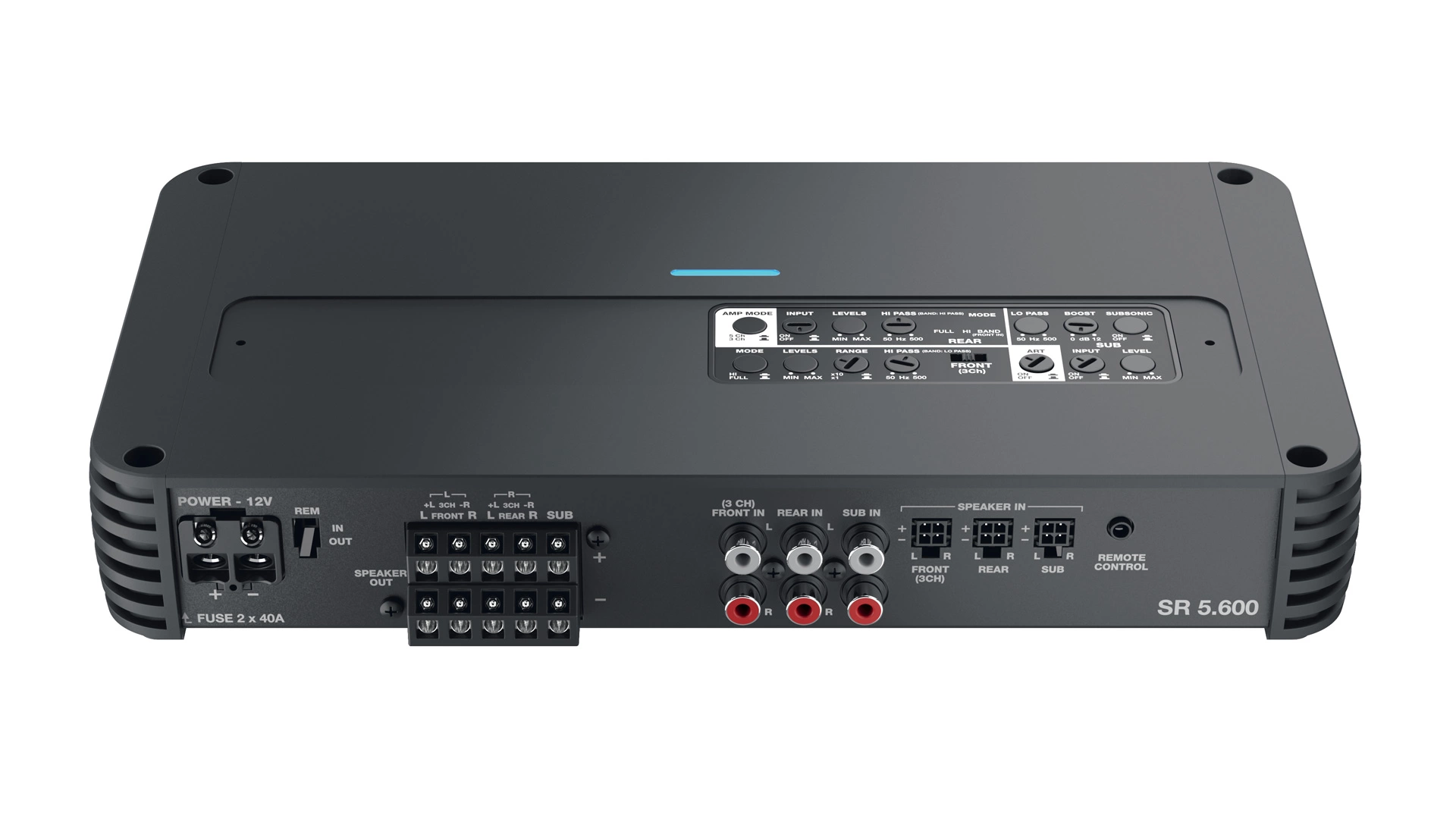 Audison SR5.600 vahvistimen liitännät