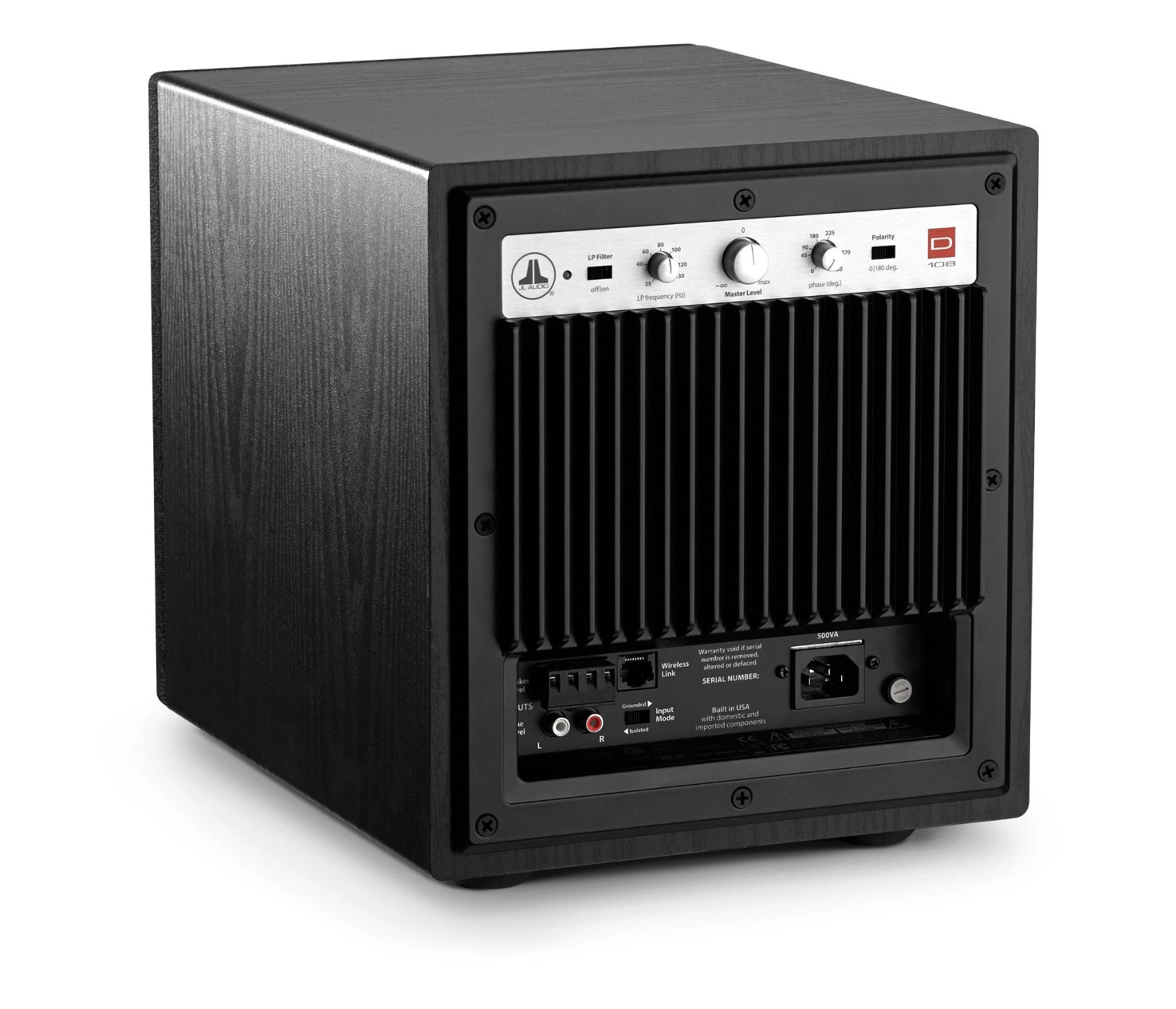 JL Audio d108 8" aktiivisubwoofer, musta
