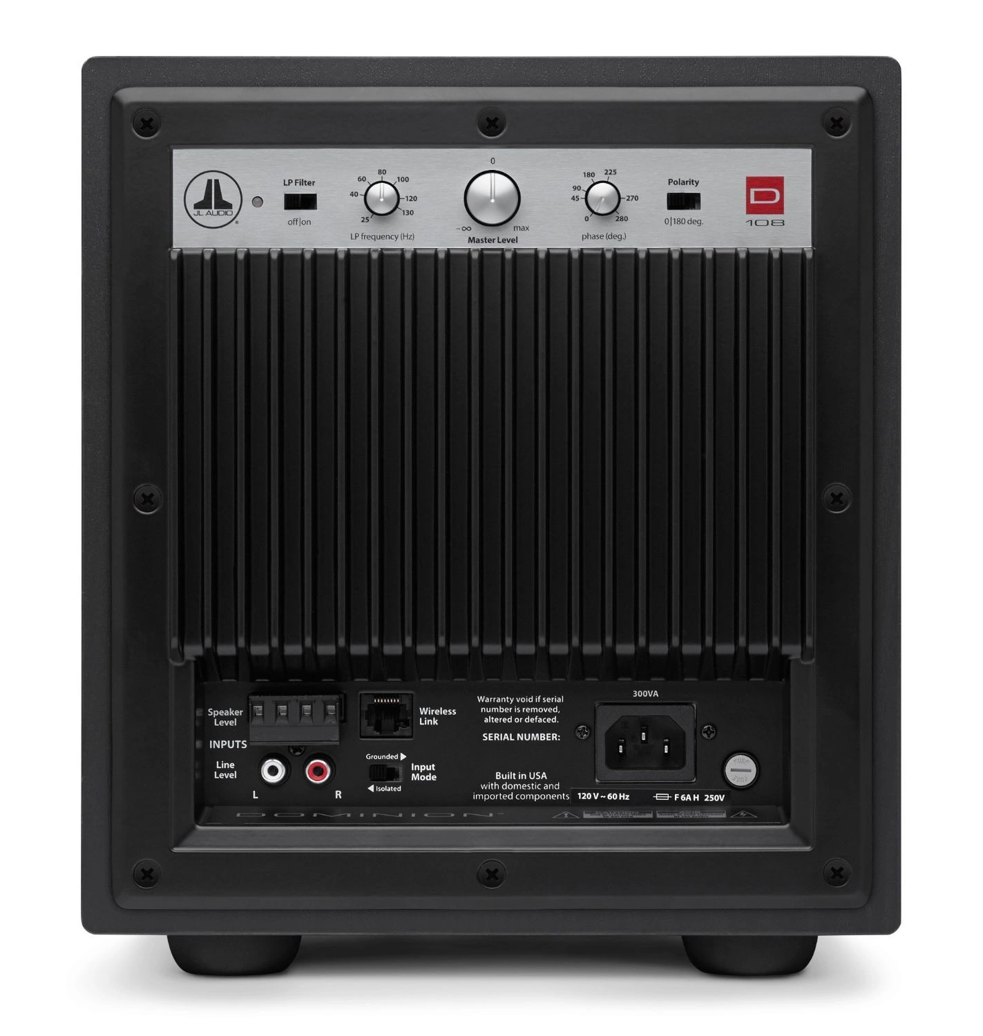 JL Audio d108 8" aktiivisubwoofer, musta