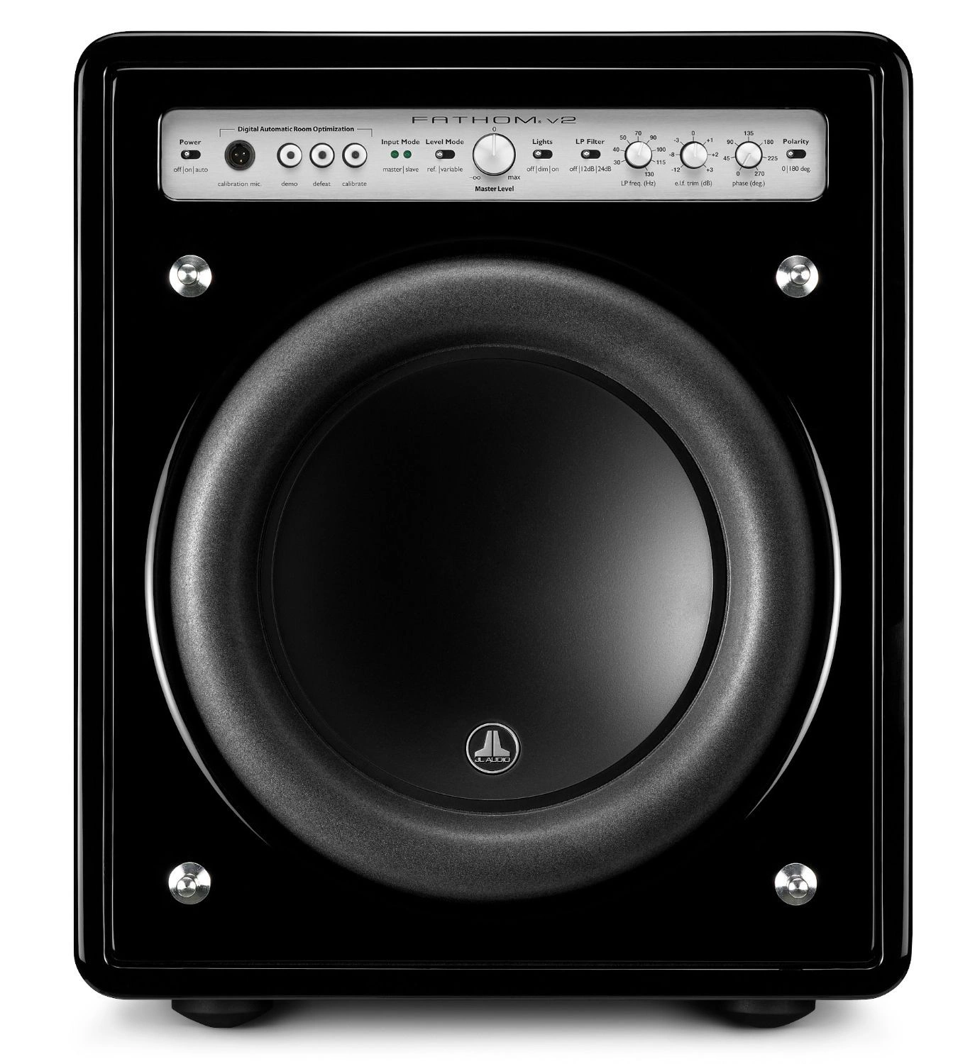 JL Audio f110v2-GLOSS 10" aktiivisubwoofer, säädöt