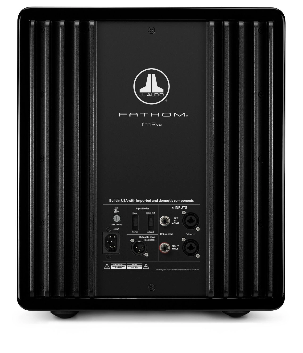 JL Audio f112v2-GLOSS 12" aktiivisubwoofer, takapaneeli