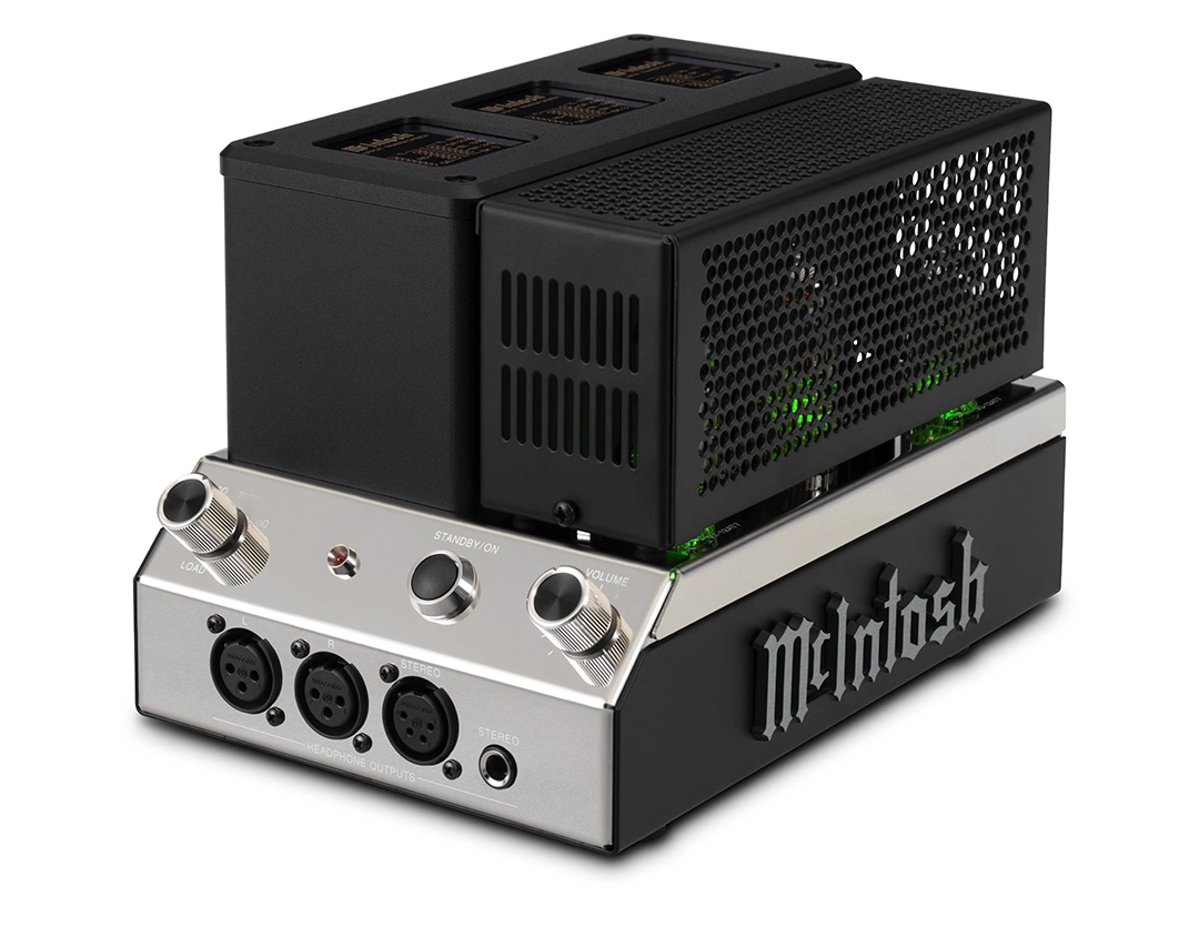 McIntosh MHA200 putkikäyttöinen kuulokevahvistin suojakehikolla