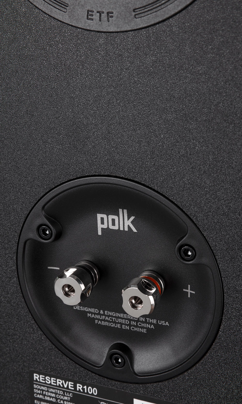 Polk Audio R100 jalustakaiutin, musta liittimet