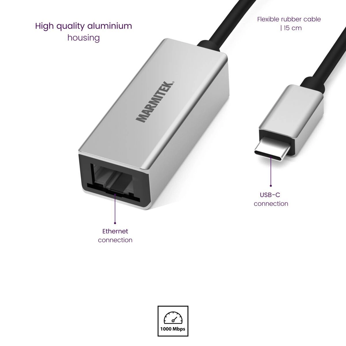 Marmitek Connect USB-C > Ethernet -adapteri ominaisuudet