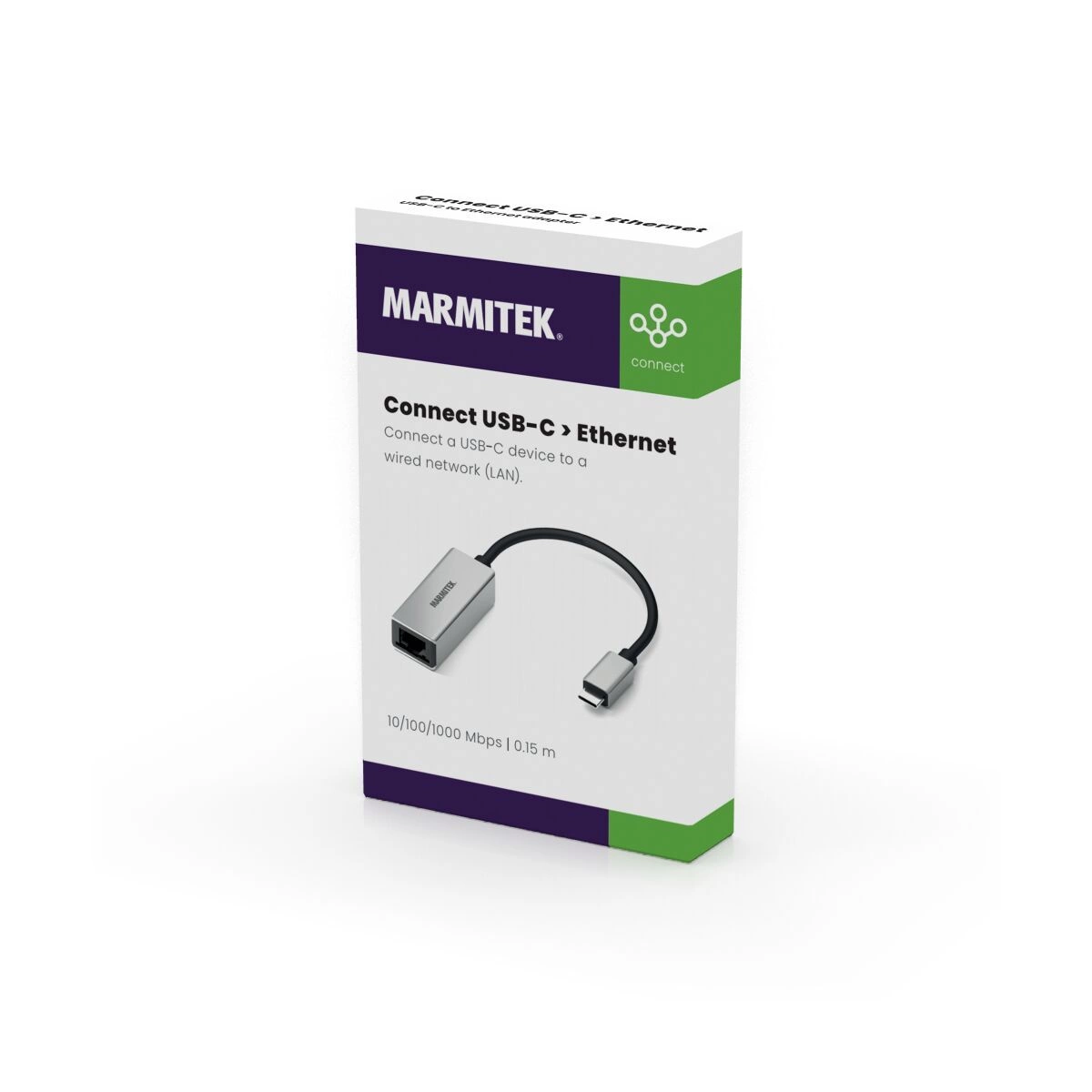 Marmitek Connect USB-C > Ethernet -adapteri pakkaus
