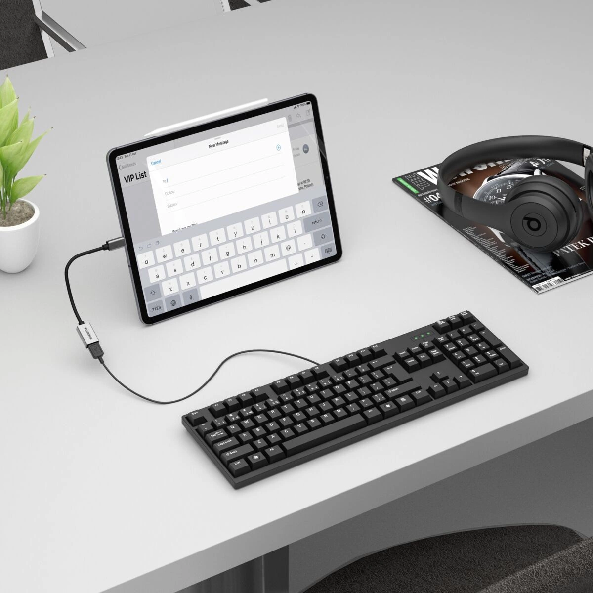 Marmitek Connect USB-C > USB-A -adapteri näppäimistö tablettiin