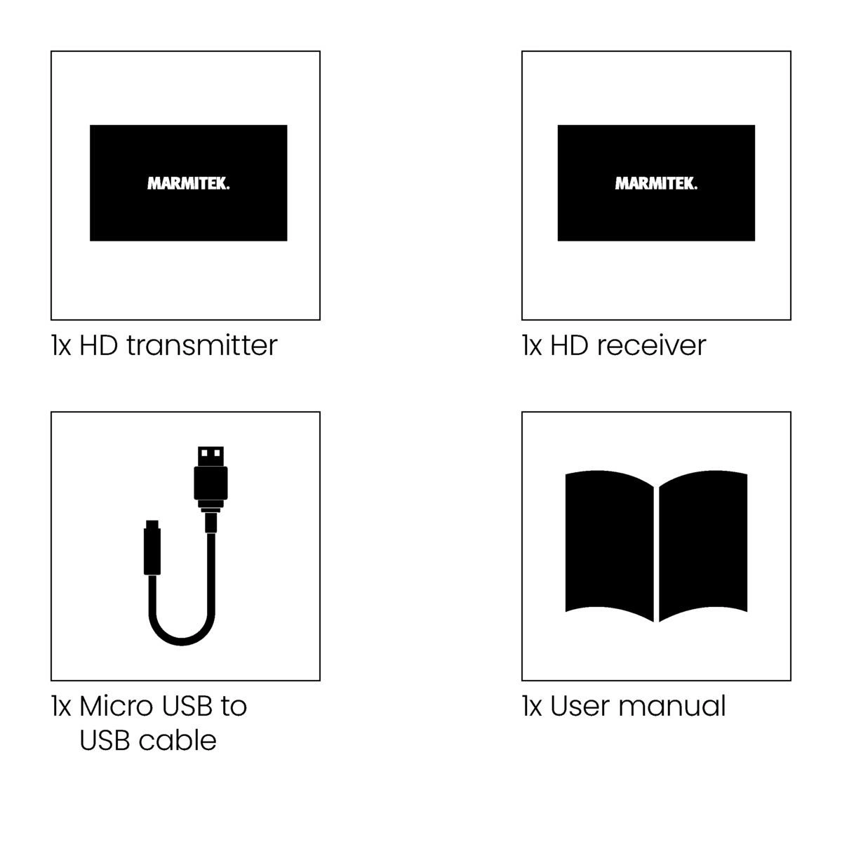 Marmitek MegaView 63 HDMI-jatkaja CAT5e/6 toimitussisältö