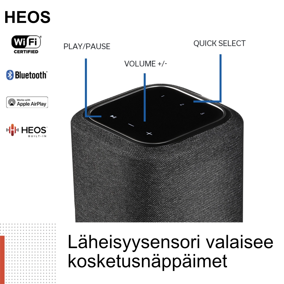 Denon Home 150 valaistut kosketuspainikkeet