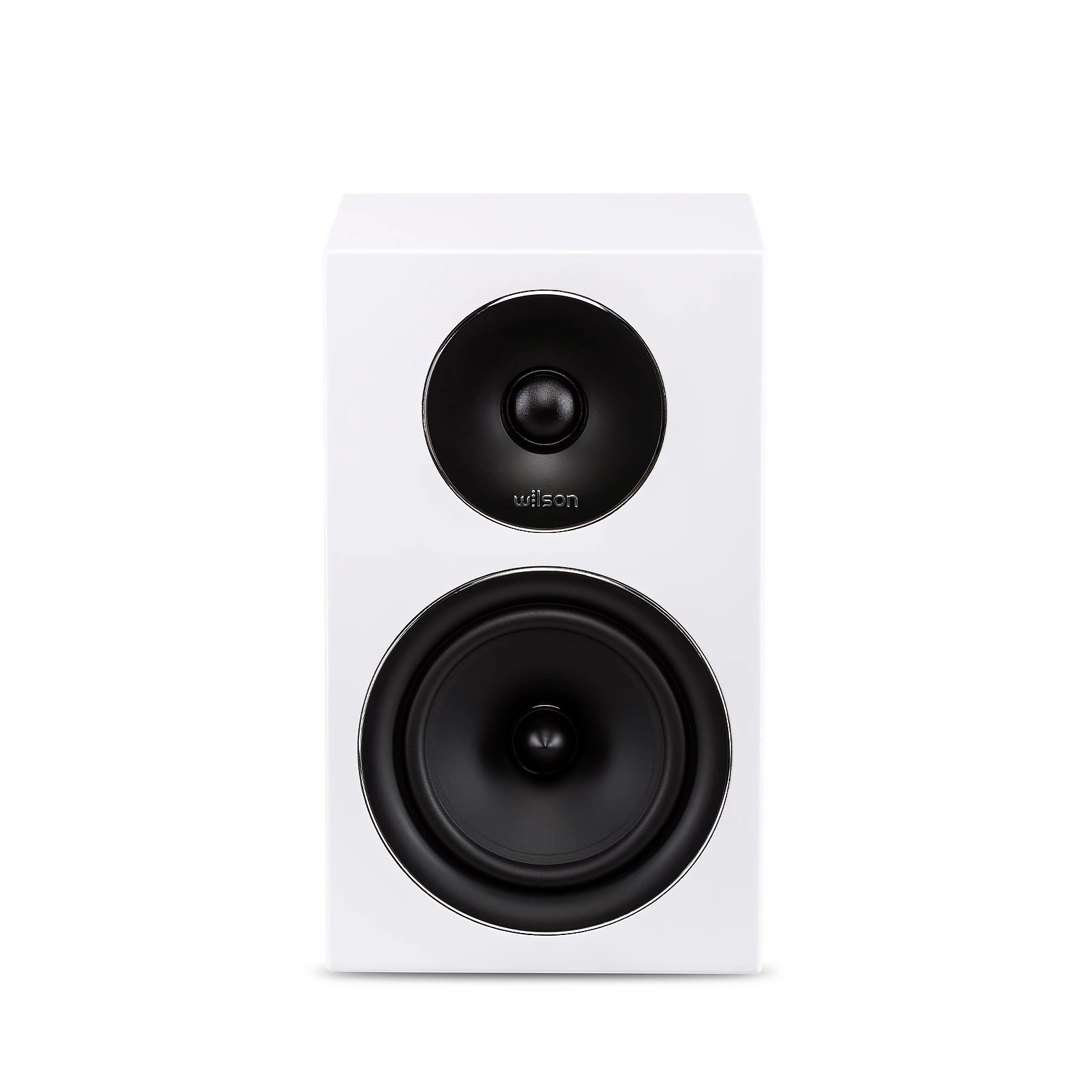 Denon RCD-M41 + Wilson EL-4 stereosarja, musta/valkoinen, kaiutin edestä