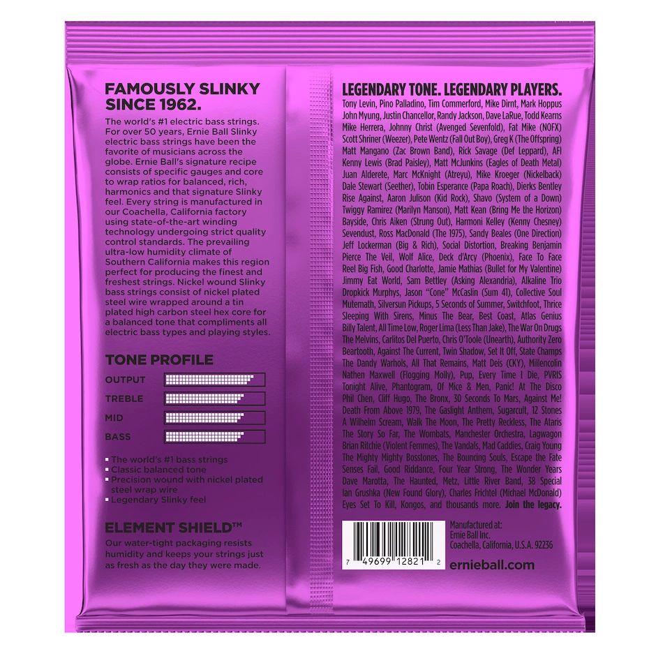 Ernie Ball EB-2821 5-string Power Slinky basson kielisarja takapuoli