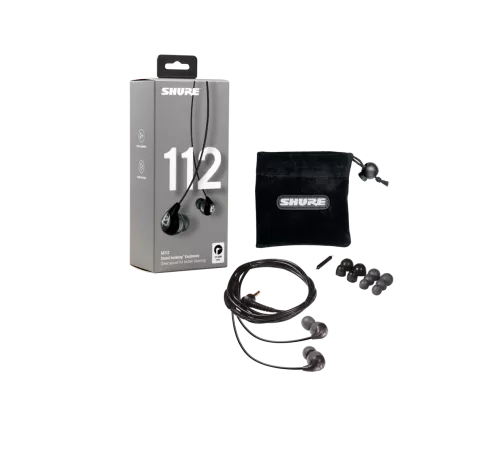 Shure SE112 in-ear headphones, grey