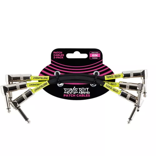 Ernie Ball EB-6050 15 cm 3-pack patch cable set, black