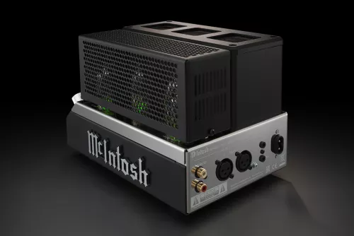 McIntosh MHA200 putkikäyttöinen kuulokevahvistin tummalla taustalla putkien suojakehikko asennettuna 1073660196448773a9.jpg