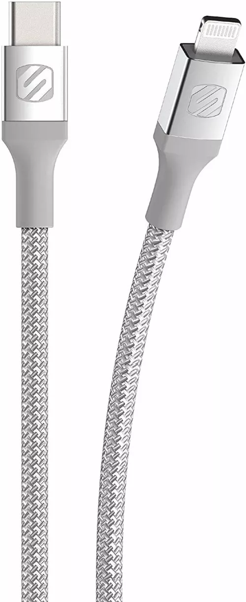 Scosche punottu USB-C/Lightning johto valkoinen, 1.2 m