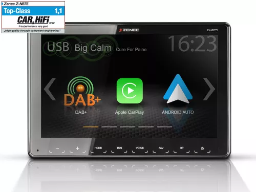 Zenec Z-N875 1-DIN multimedia unit with 9" display
