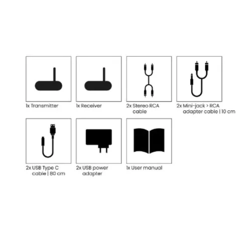 Marmitek Audio Anywhere 630 langaton äänensiirtojärjestelmä mukana tulevat tarvikkeet 14158637b5ab264948.jpg