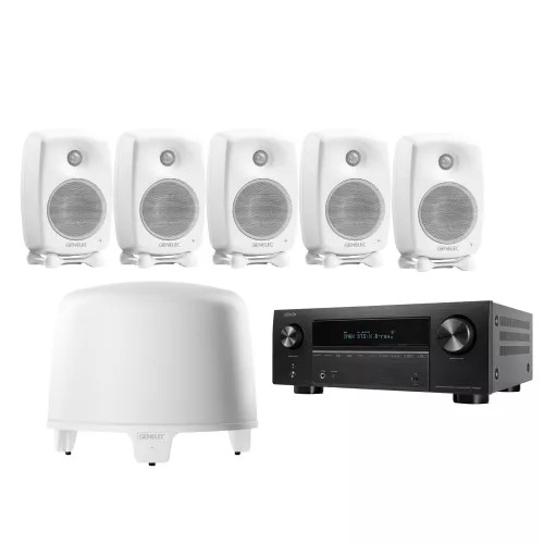 Home cinema system Denon AVC-X3800H + Genelec G Two ja F One 5.1, white
