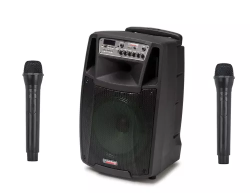 AudioDesignPRO M2 karaokekaiutin + kaksi langatonta mikrofonia