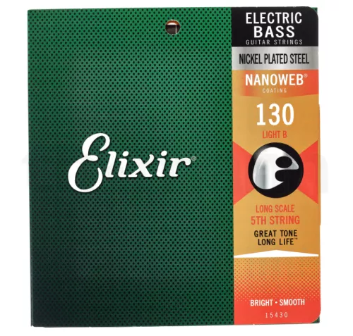 Elixir Electric Bass Nanoweb Nickel 130 B single string, XL scale
