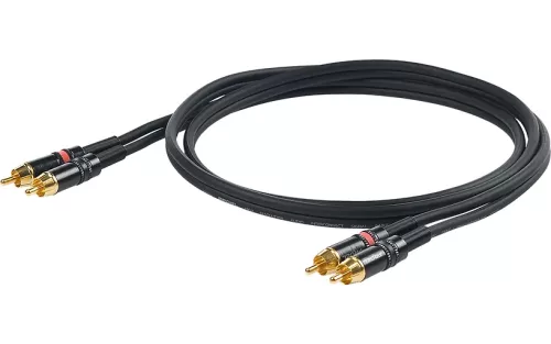 PROEL 2 x RCA uros - 2 x RCA uros, 3m, musta