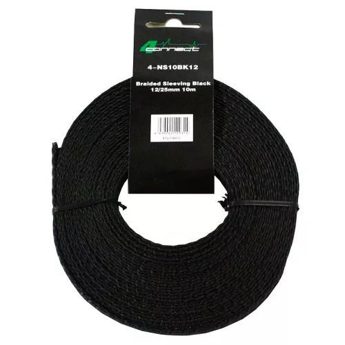 4Connect nylon braided sleeve, black + fabric 12/25mm
