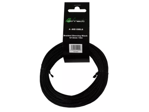 4Connect nylon braided sleeve, black + fabric 6/12mm