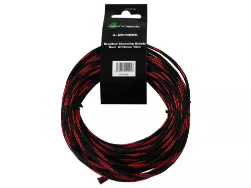 4Connect nylon braided sleeve, black/red 6/12mm