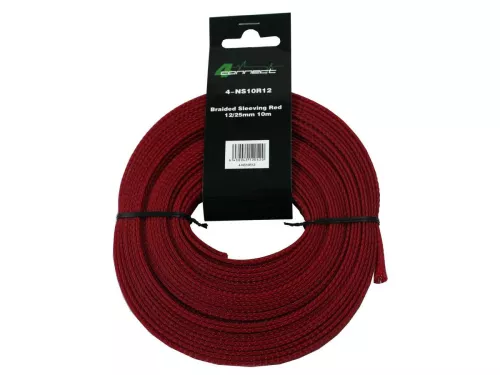 4Connect nylon braided sleeve, red 12/25mm