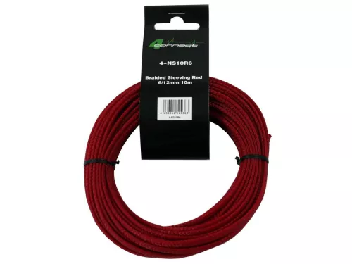 4Connect nylon braided sleeve, red 6/12mm