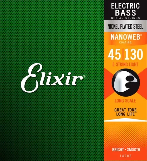 Elixir Electric Bass Nanoweb Nickel Light 45-130 5-string bass string set
